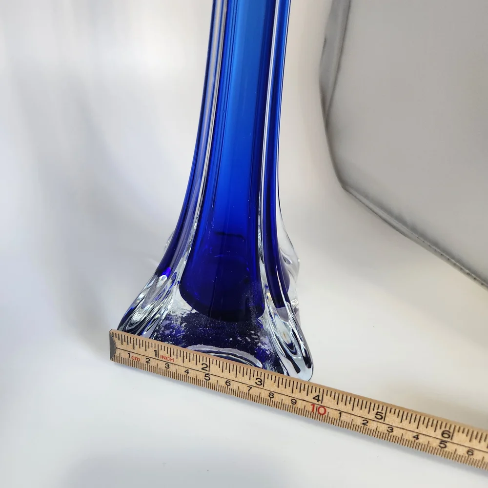 Vintage Cobalt Blue Eiffle Tower Glass Vase